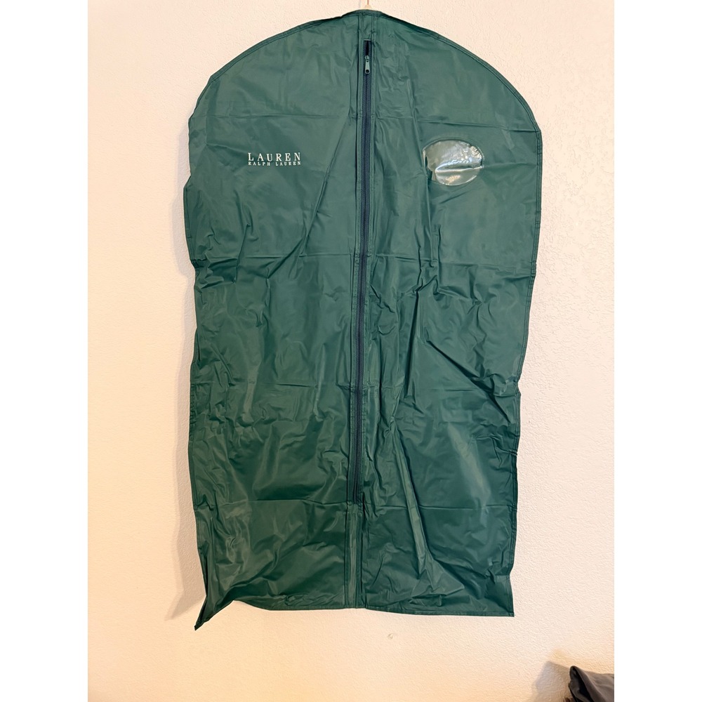 Lauren Ralph Lauren Forest Green Garment Bag with Logo and ID Window Travel Case